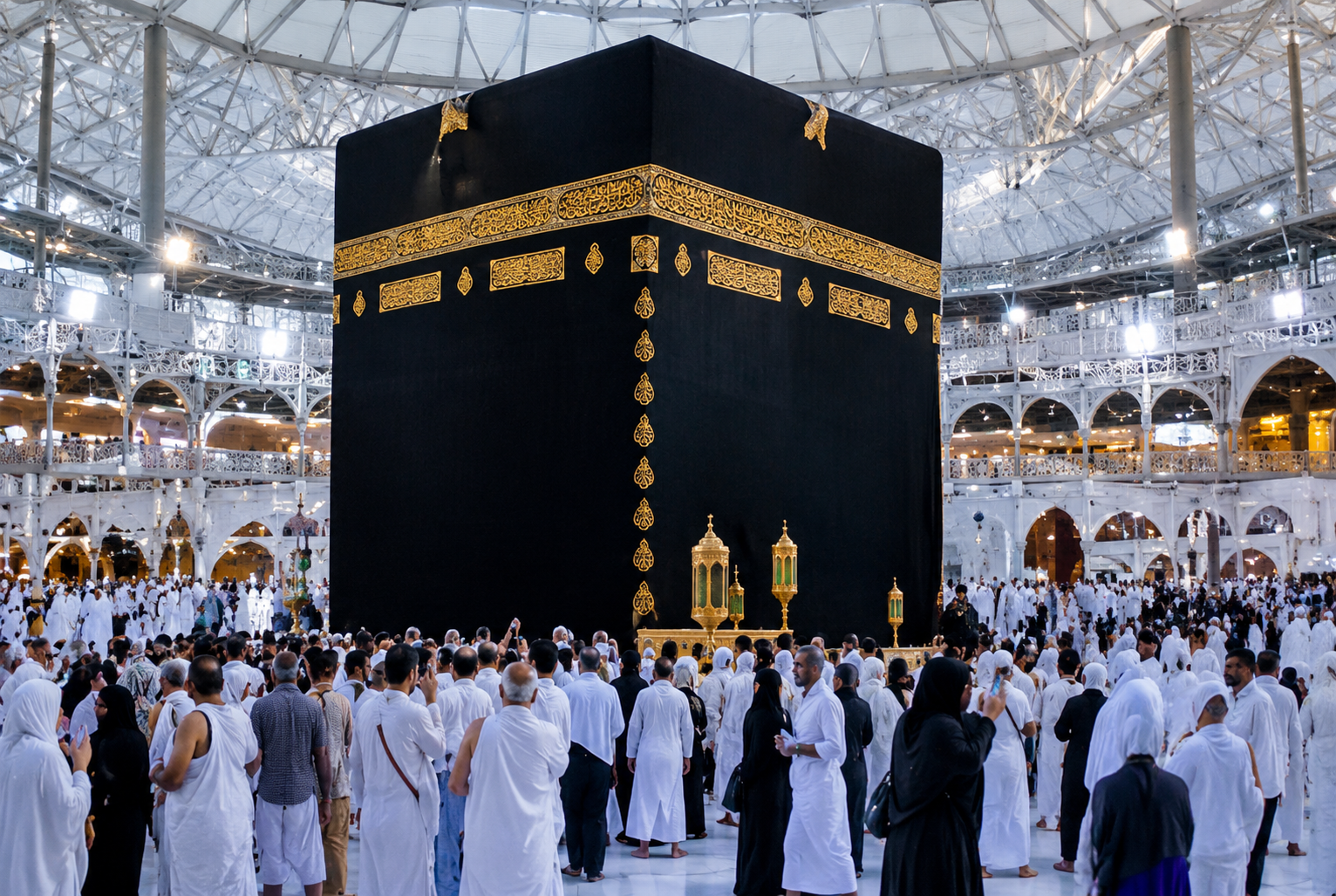 Pilgrims performing Umrah at the Kaaba